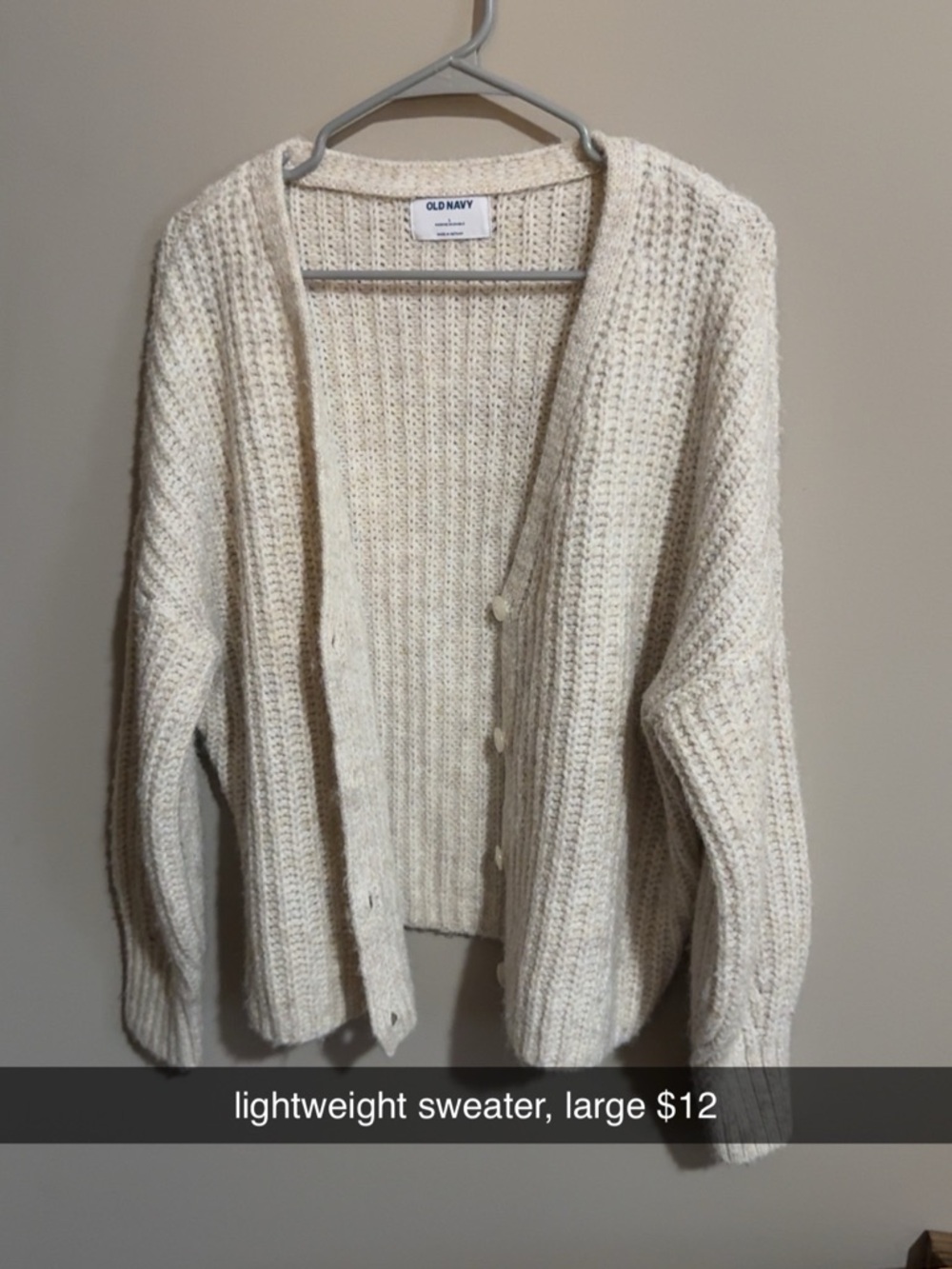 Cream Chunky Knit Button-Front Cardigan